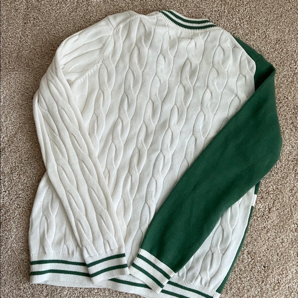 Minnie Rose Cotton Cashmere Pickleball Mixed Media Cardigan - Picture 6 of 7